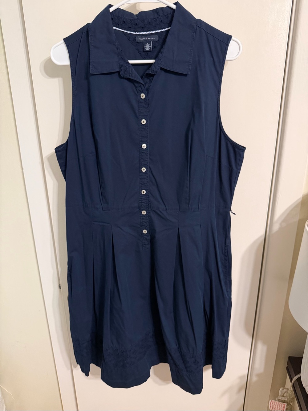 Tommy Hilfiger Navy Sleeveless Button-Front Dress